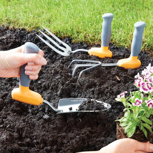 Set Of 3 Easy Grip Garden Tools