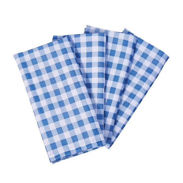 Gingham Napkins Pack of 4 Blue L43 x W43cm