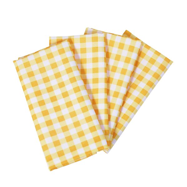 Gingham Napkins Pack of 4 Lemon L43 x W43cm