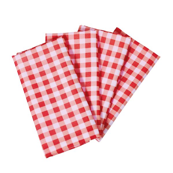 Gingham Napkins Pack of 4 Red L43 x W43cm