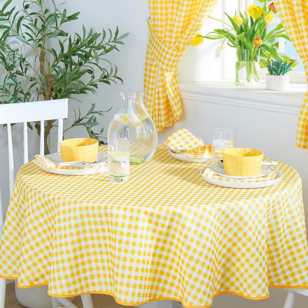 Gingham Tablecloth Lemon 132 x 132cm