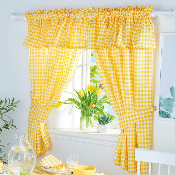 Gingham Curtain Set Lemon 45 x 47''