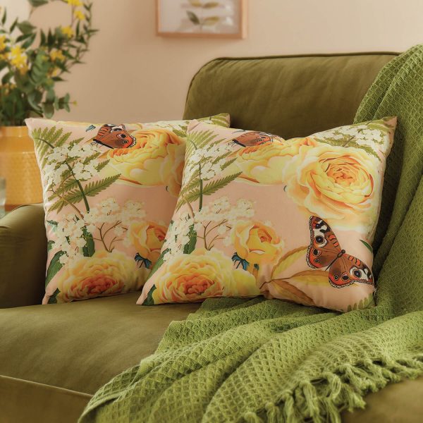 Cushion Covers Printed Butterfly Gold Set 2