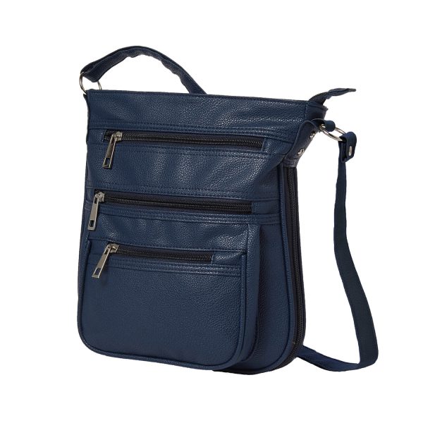 Women's Cross Body Bag, French Navy, L25.5 xW25 xD2.5-5cm, Faux-Leather, RFID lining