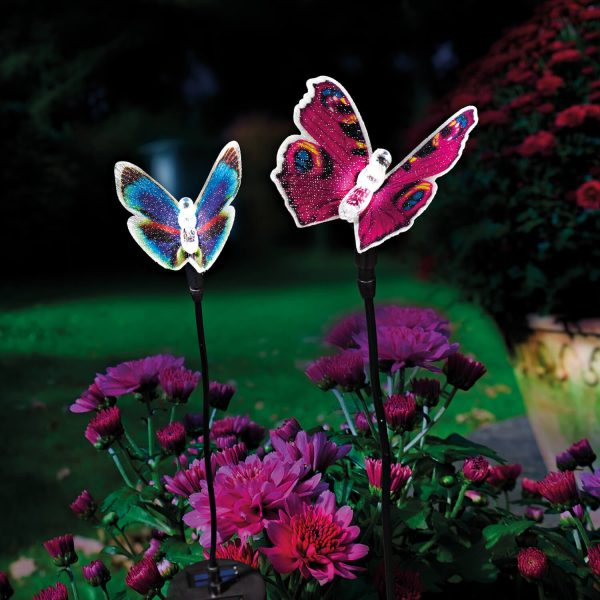 Solar Stake Lights Butterfly Set of 2 H64 xW7.5 xD7.5cm