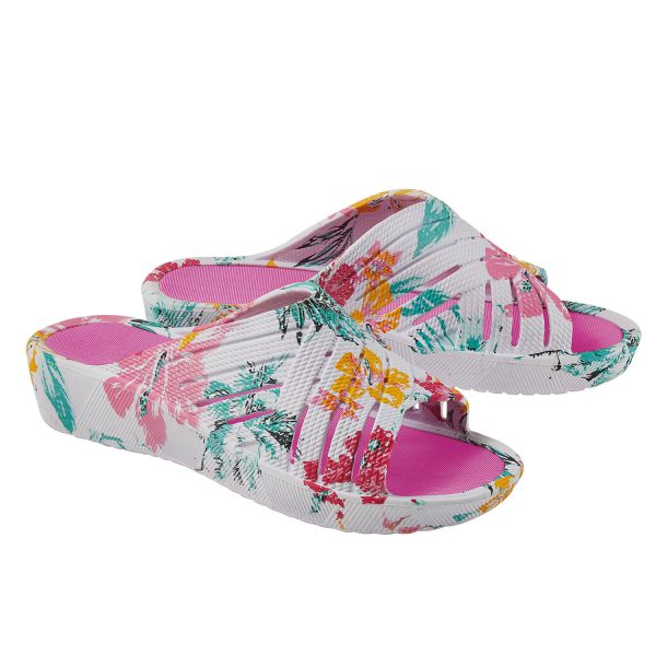 Ladies Summer Mules Floral Fuchia Size 4