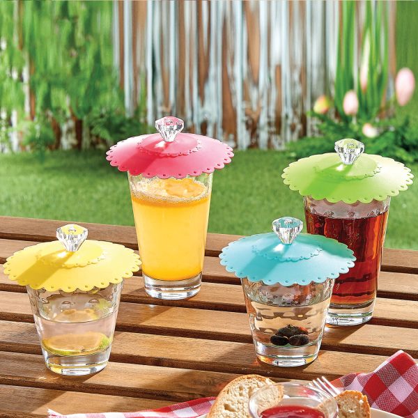 Silicone Drink Covers Red, Green, Yellow, Blue H12.5. Dia.11cm