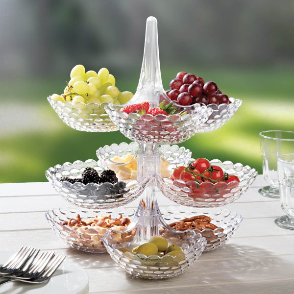 Serving Bowls Touch Clear Plastic H16 x W25 x D25cm. Stacked, H33cm