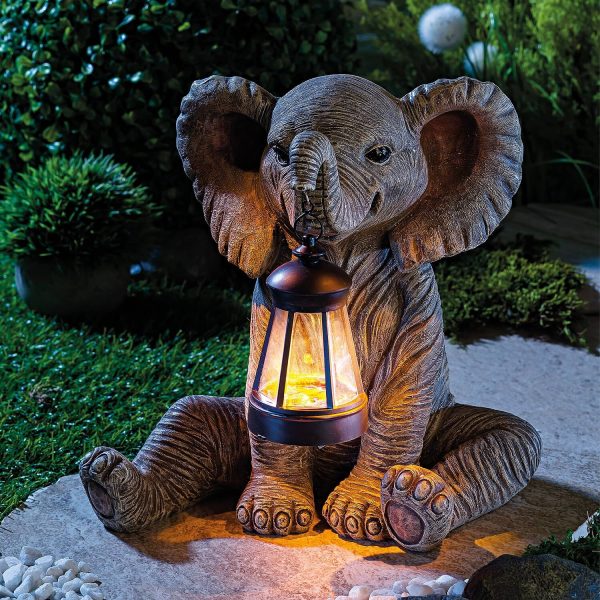 Solar Garden Ornament Elephant H28.5 xW29 xD20cm