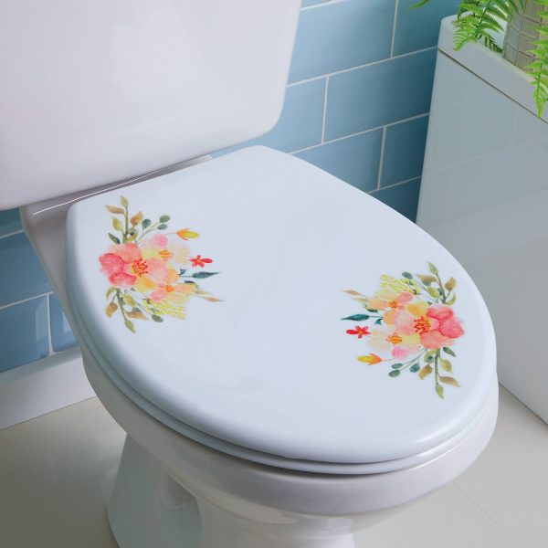 Floral Toilet Sticker Peach