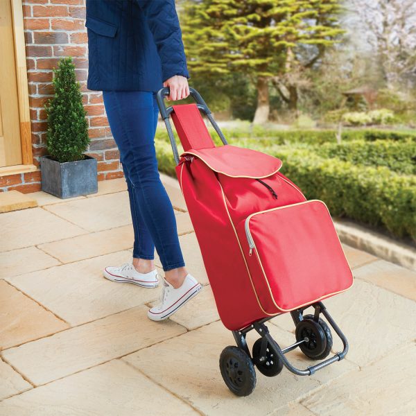 Burgundy 4-Wheel Shopping Trolley