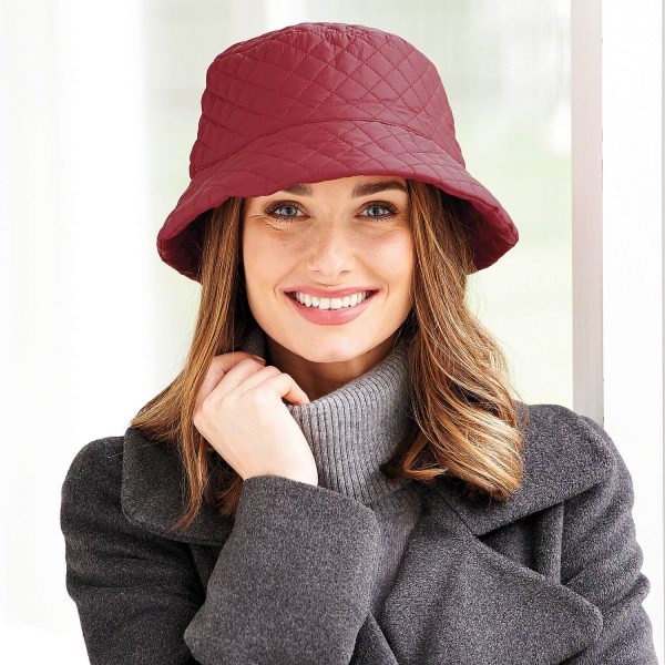 Burgundy Quilted Shower-Resistant Hat