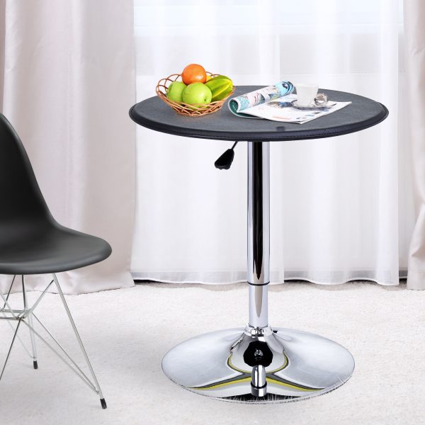 HOMCOM Adjustable Round Bistro Bar Table with PVC Leather Top Steel Base Home Kitchen Dining Desk Black   Aosom UK - Image 7