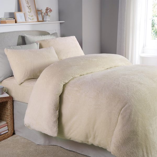 King Ivory Teddy Fleece DUVet Cover Set