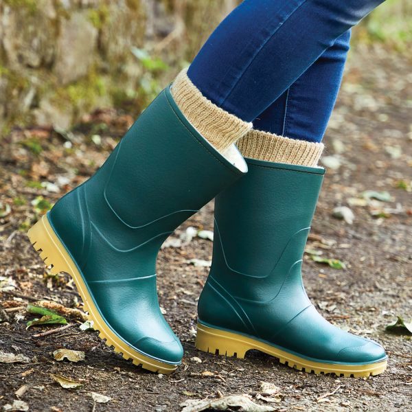 Green 4 Fleece Lined Wellingtons