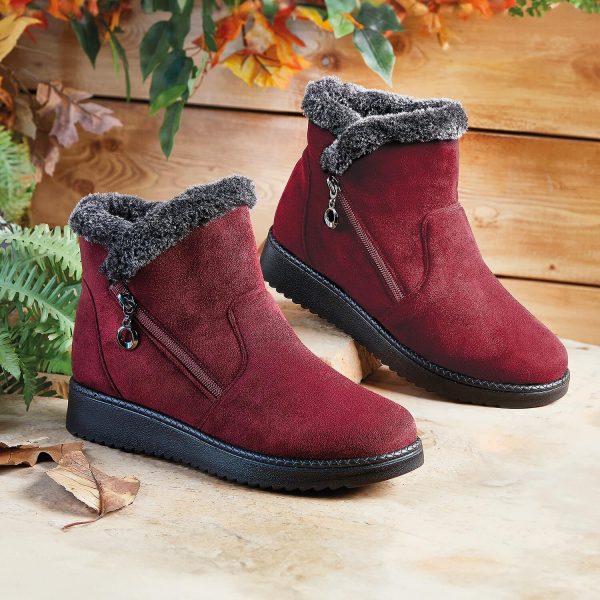 Wine 6 Memory Foam Faux Suede Boots