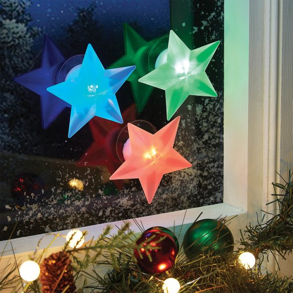 Set Of 3 Colour-Changing Window Stars