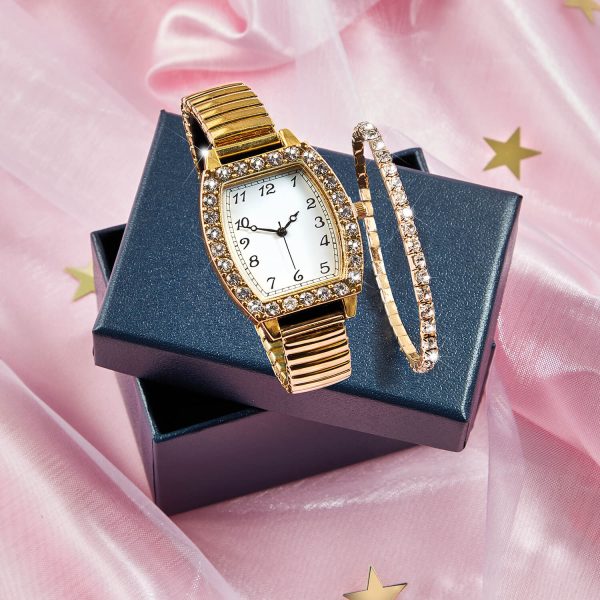 Stretch Crystal Watch And Bracelet