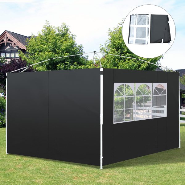 Outsunny 3m Gazebo Exchangeable Side Panels Wall-Black - Image 2