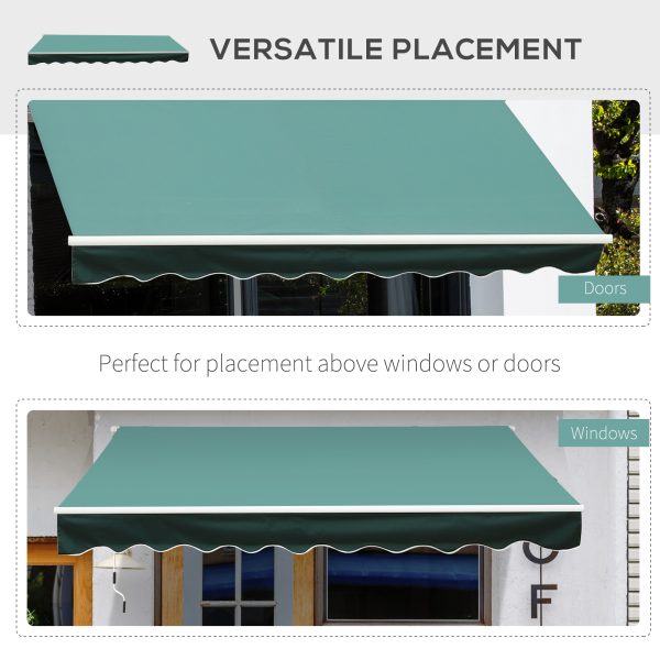 Outsunny 3x2.5 m Sun Shade Canopy Garden Patio Manual Retractable Awning Canopy Sun Shade Shelter, 3x2.5 m-Dark Green   Aosom UK - Image 5