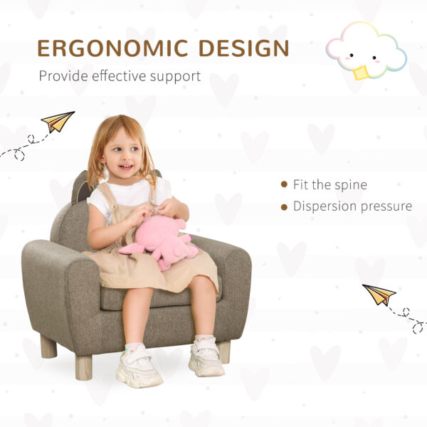 HOMCOM Kids Sofa Toddler Chair Children Armchair for Preschool Bedroom Playroom with Ear Modeling Wood Brown   Aosom UK - Image 5