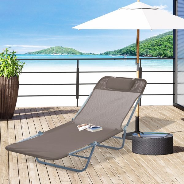 Outsunny Garden Lounger: Adjustable Recliner Sun Bed with Coffee-Toned Finish for Outdoor Relaxation   Aosom UK - Image 7