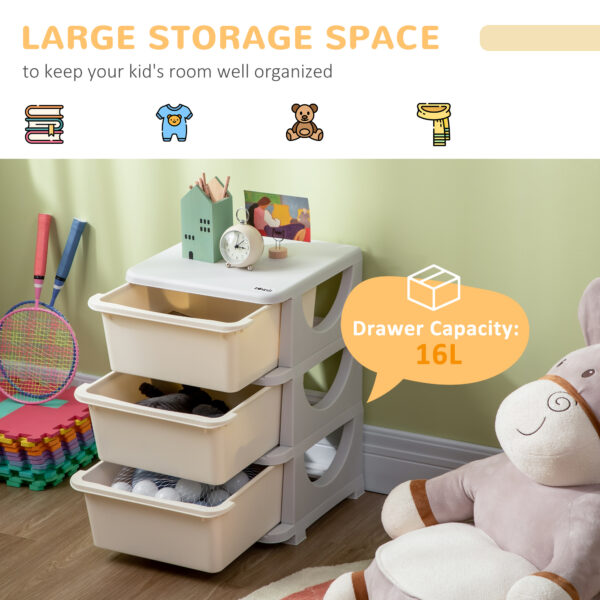 HOMCOM 3-Tier Toy Storage Box Kids Toy Storage with Removable Boxes, for Bedrooms, Playrooms & Other Children Areas, White   Aosom UK - Image 4