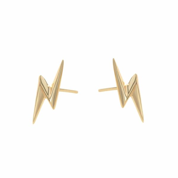 Gold Plated Lightning Bolt Stud Earrings