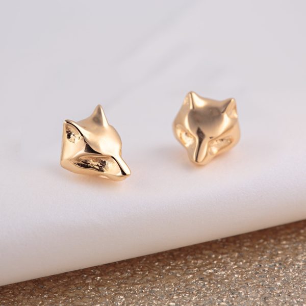 Gold Plated Fox Stud Earrings - Image 2