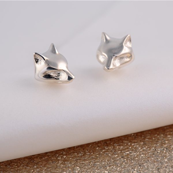 Silver Fox Stud Earrings - Image 2