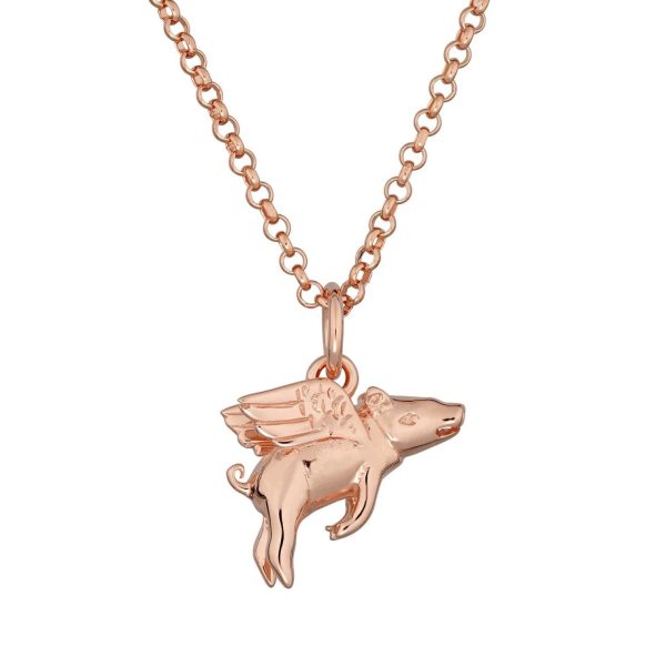 Rose Gold Plated Flying Pig Necklace, Limited Edition - Image 2