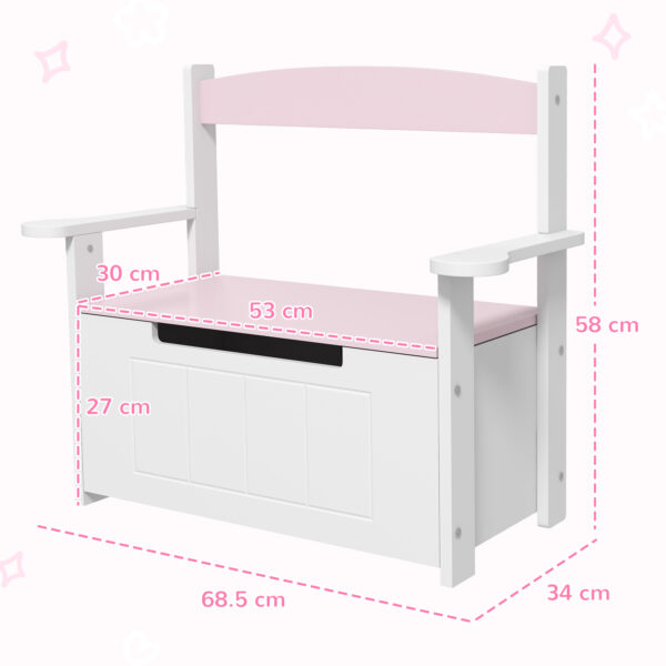 AIYAPLAY 2-in-1 Toy Box for Kids with Lid for Bedroom, Nursery, Playroom, Pink   Aosom UK - Image 3