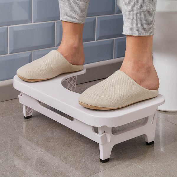 Folding Toilet Foot Stool, Size: Folded L46 xW26.5 xH4.3cm. Open L46 xW26.5 xH14.7cm