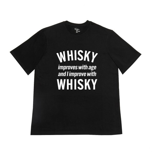 Whiskey Improves With Age Slogan Print T-Shirt