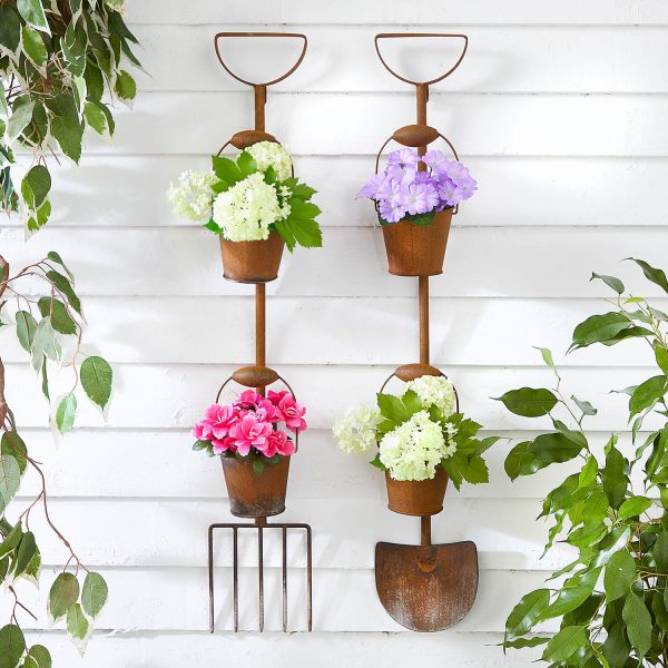 Set of 2 Rustic Plant Pots H82 xW14 xD14, Dia.10.5cm per Pot