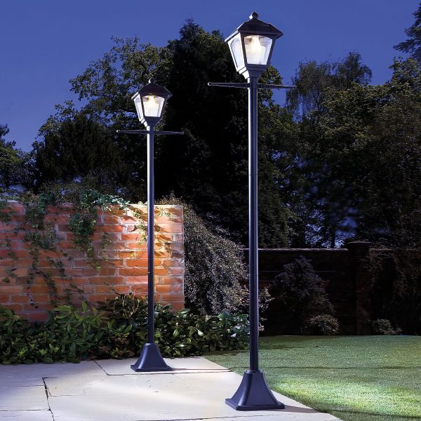 Solar Lamp Post H200 xW18 xD18cm, No Wires, No Running Costs, Weather-Proof, Powder-Coated Stainless-Steel Post