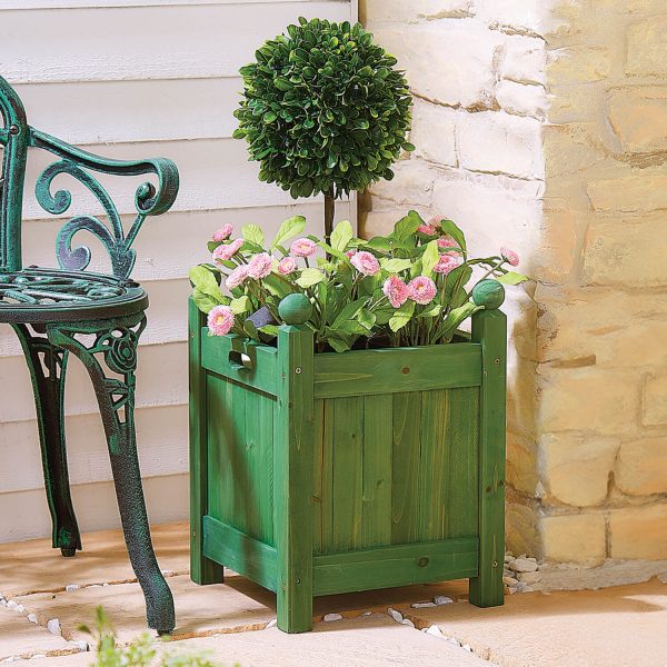 Small Versailles Planter, Green, 30x30x41.8cm (30L), With Liner and Drainage Holes