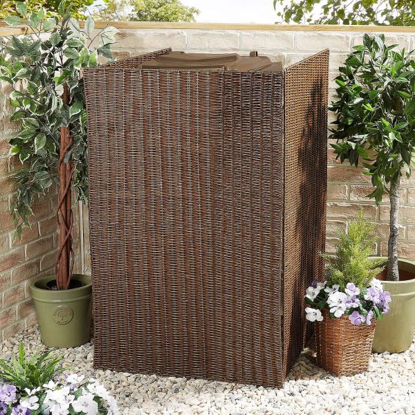 Wheelie Bin Screen (Double), Faux-Willow, 81 x 64 x 115cm, 3 Panels, Made From Durable Weatherproof Polyethylene