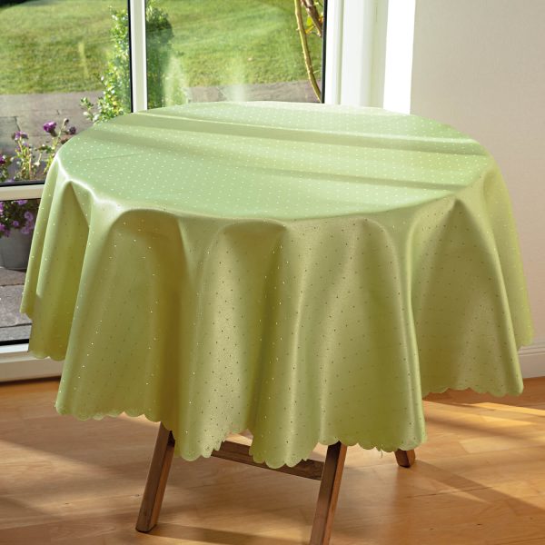 Round Fabric Tablecloth, Green, 150cm, Easy Care Jacquard Tablecloth