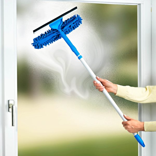 2-in-1 Window Washing Kit, Squeegee 30cm, Handle Extends From 67–120cm