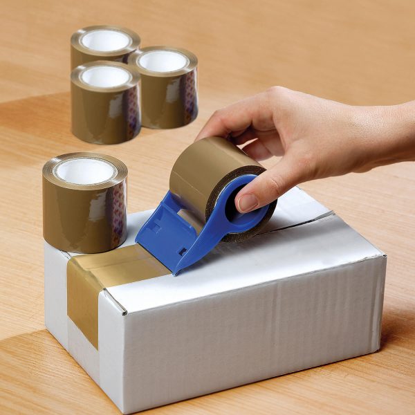 Parcel Tape Dispenser (With 5 Rolls of Tape), Tape Dispenser H9.4 xW5.7 XD4.5cm, Tape L25m xW5cm