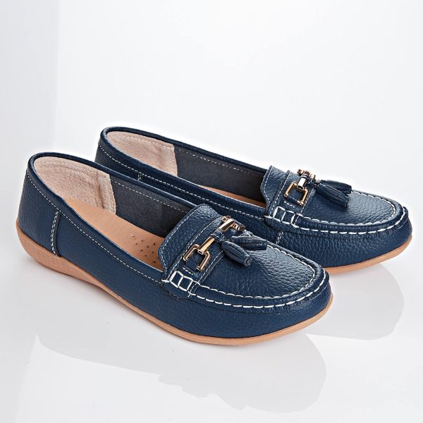 Navy Extra-Wide Ee Fit Leather Loafers UK Size 5