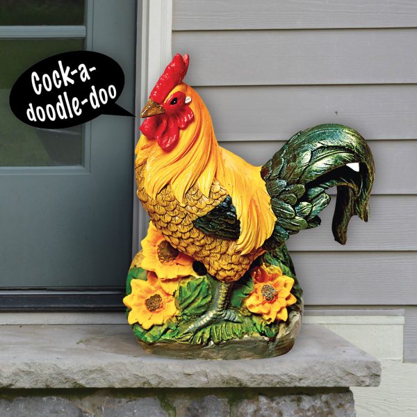 Cast Stone Crowing Rooster H20cm xW14 xD8.5cm