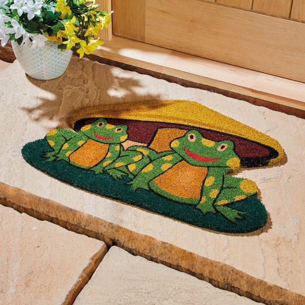 Coir Doormat (Frog Design) H43 xW63 xD1cm, PVC backing