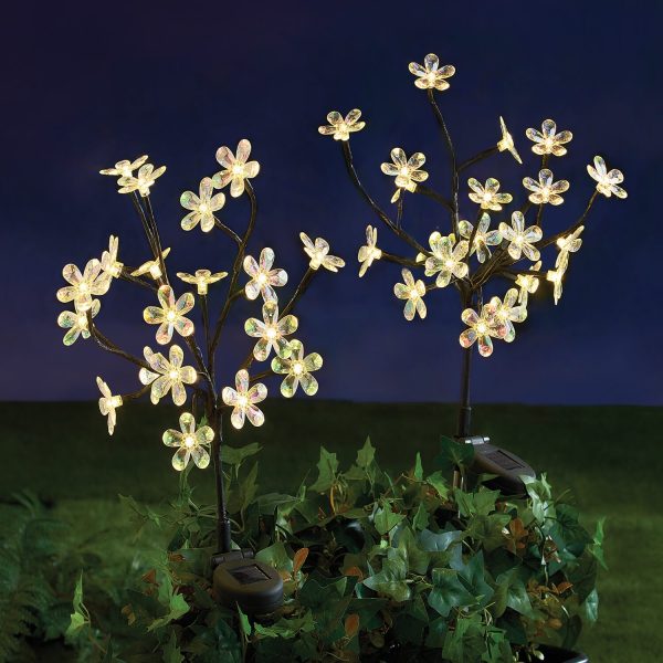 Set of 2 Floral Solar Lights H70cm