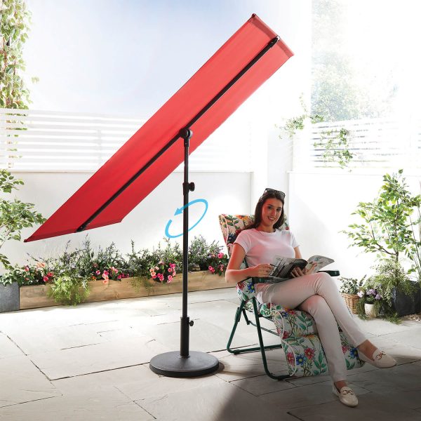 Rotating Sun Shade W180cm. Extending Pole H120-210cm, UV50+ Showerproof Polyester and Steel