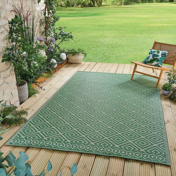 Aztec Outdoor Rug, Sage Green, 175 X 270CM