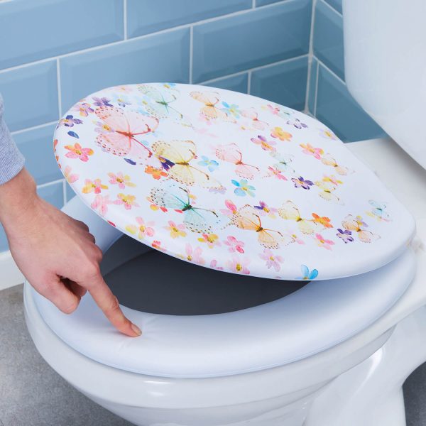 Padded Toilet Seat (Butterfly Design) L38.5 X W35.5cm – Soft-Close Lid