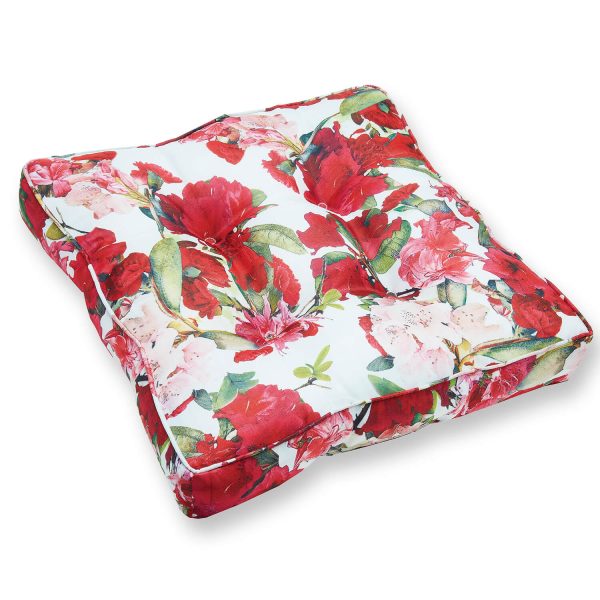 Indoor/Outdoor Seat Cushion, Floral, W40 xL40 xD8cm, Adds 8cm of Extra Height