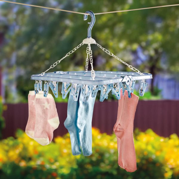 Folding Sock Dryer with 32 Clips H32 xW32 xD32.5cm